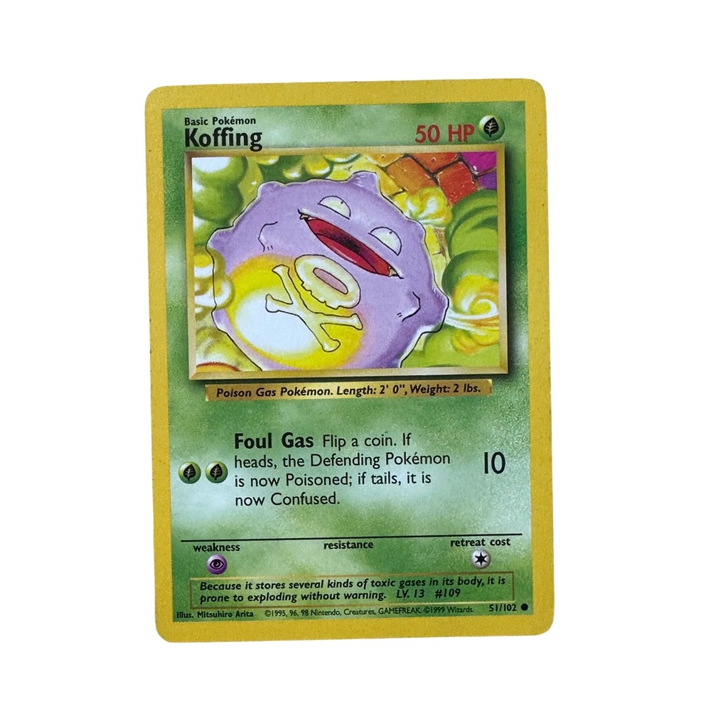 Koffing 51/102 Pokemon‎ Card Base Set Unlimited Edition WOTC TCG MP/LP